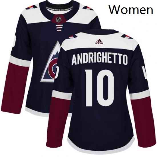 Womens Adidas Colorado Avalanche 10 Sven Andrighetto Authentic Navy Blue Alternate NHL Jersey